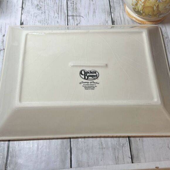 Cracker Barrel Bunny Basket Bunny Tea Set Susan Winget in Original Box - Picture 8 of 13